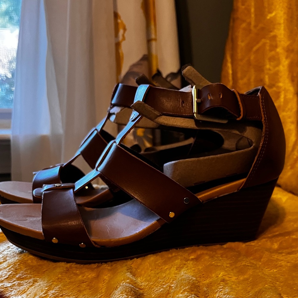 Dr. Scholl's Barton Wedge Sandals Women's Size 8.5 Brown